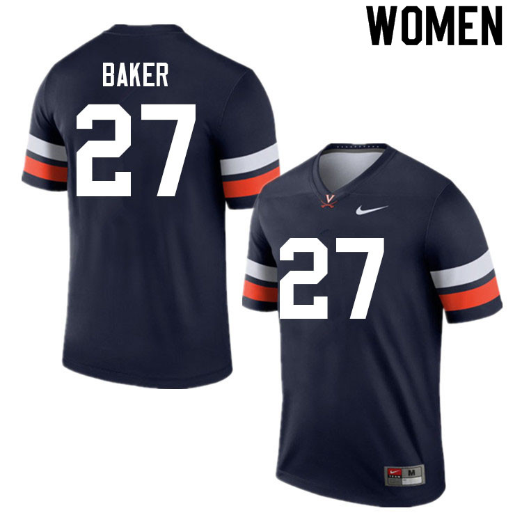 Women #27 Jaylon Baker Virginia Cavaliers College Football Jerseys Sale-Navy